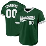 Custom Name Number Personalized Green Gray Authentic Throwback Baseball Jersey Personalized Green White-Gray Authentic Throwback