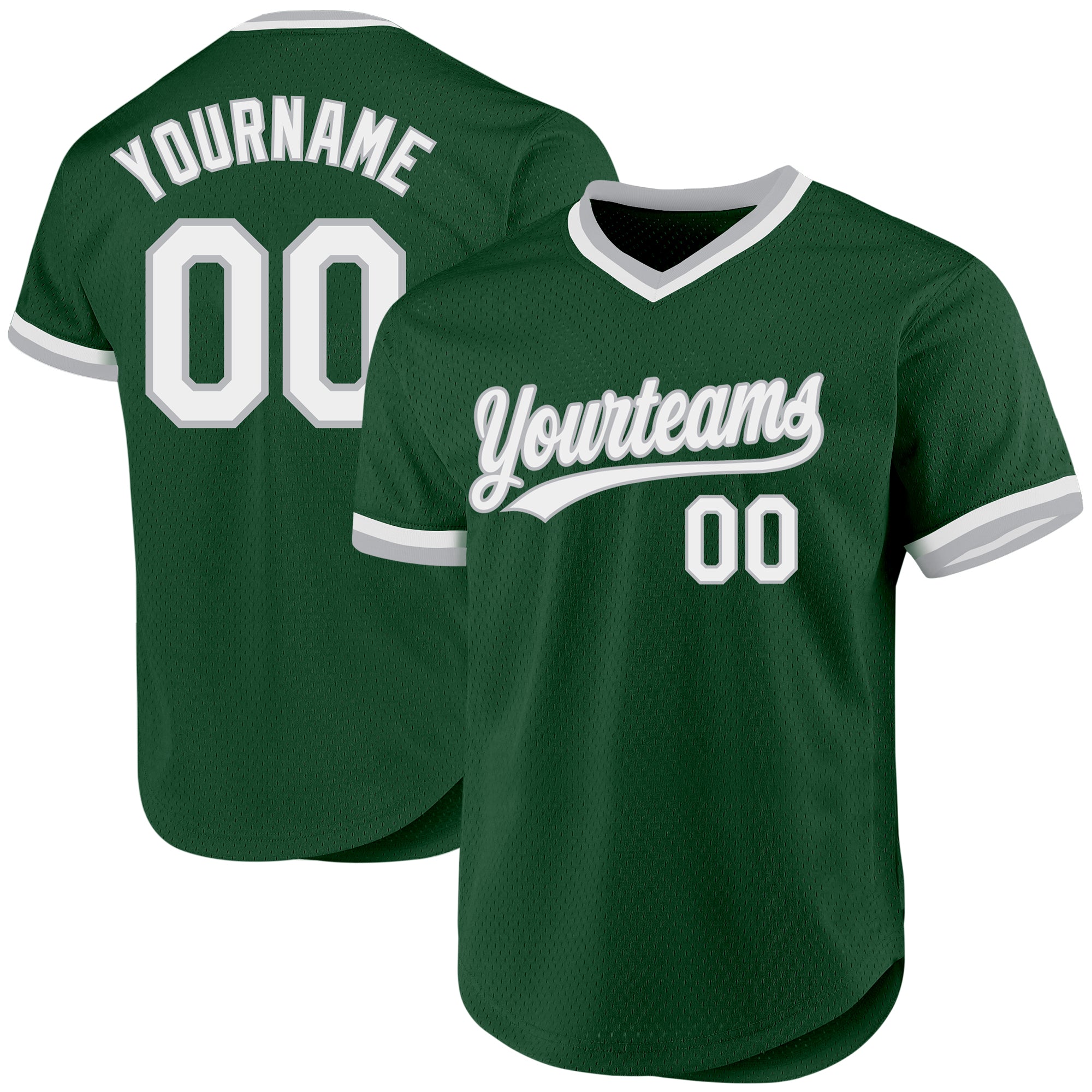 Custom Name Number Personalized Green Gray Authentic Throwback Baseball Jersey Personalized Green White-Gray Authentic Throwback