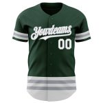 Custom Authentic Baseball Jersey with Personalized Name and Number - Green White Gray Line Design Personalized Green White-Gray