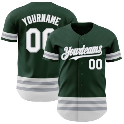Custom Authentic Baseball Jersey with Personalized Name and Number - Green White Gray Line Design Personalized Green White-Gray