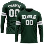 Custom Name and Number Long Sleeve Performance T-Shirt in Green White-Gray for Teams Personalized Green White-Gray Long Sleeve