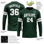 Custom Name and Number Long Sleeve Performance T-Shirt in Green White-Gray for Teams Personalized Green White-Gray Long Sleeve