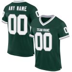 Personalized Green White Gray Authentic Throwback Football Jersey - Customizable Mesh Design Personalized Green White-Gray