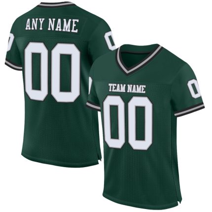 Custom Name Number Throwback Football Jersey - Personalized Green White-Gray Mesh Team Jersey Personalized Green White-Gray