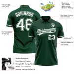 Custom Name Number Vapor Golf Polo Shirt - Personalized Green White-Gray Performance Design Personalized Green White-Gray