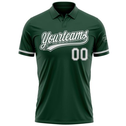 Custom Name Number Vapor Golf Polo Shirt - Personalized Green White-Gray Performance Design Personalized Green White-Gray