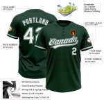 Personalized Green White Gray Softball Jersey Unisex Two-Button Design Personalized Green White-Gray Two-Button Unisex Softball