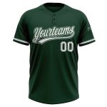 Personalized Green White Gray Softball Jersey Unisex Two-Button Design Personalized Green White-Gray Two-Button Unisex Softball