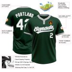 Custom Name and Number Unisex Softball Jersey - Personalized Green White-Gray Two-Button Design Personalized Green White-Gray