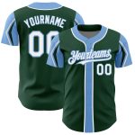 Custom Baseball Jersey with Personalized Name & Number - Green, White, Light Blue, Arm Shapes, Authentic Team Apparel Personalized