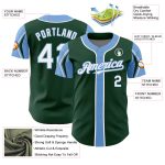 Custom Baseball Jersey with Personalized Name & Number - Green, White, Light Blue, Arm Shapes, Authentic Team Apparel Personalized