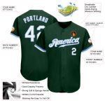 Custom Name Number Authentic Baseball Jersey - Personalized Green White Light Blue Team Jersey Personalized Green White-Light