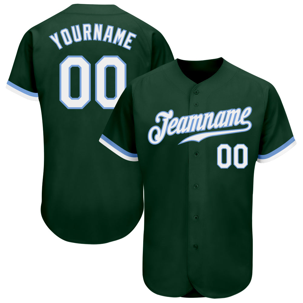 Custom Name Number Authentic Baseball Jersey - Personalized Green White Light Blue Team Jersey Personalized Green White-Light