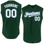 Custom Personalized Baseball Jersey - Green White Light Blue Authentic Sleeveless with Team Name and Number Personalized