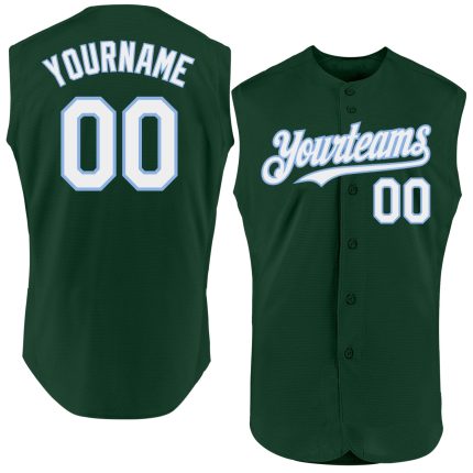 Custom Personalized Baseball Jersey - Green White Light Blue Authentic Sleeveless with Team Name and Number Personalized