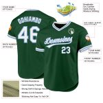 Custom Name Number Authentic Baseball Jersey - Personalized Green White Light Blue Throwback Style Personalized Green White-Light