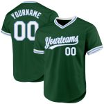 Custom Name Number Authentic Baseball Jersey - Personalized Green White Light Blue Throwback Style Personalized Green White-Light
