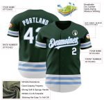 Custom Authentic Baseball Jersey with Personalized Name & Number - Green White-Light Blue Stripe Design Personalized Green