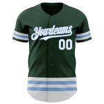 Custom Authentic Baseball Jersey with Personalized Name & Number - Green White-Light Blue Stripe Design Personalized Green