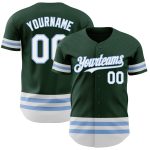 Custom Authentic Baseball Jersey with Personalized Name & Number - Green White-Light Blue Stripe Design Personalized Green