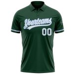 Custom Name Number Green White Light Blue Performance Golf Polo Shirt Personalized Green White-Light Blue Performance Vapor