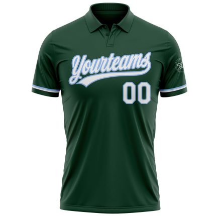 Custom Name Number Green White Light Blue Performance Golf Polo Shirt Personalized Green White-Light Blue Performance Vapor