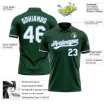 Custom Name Number Green White Light Blue Performance Golf Polo Shirt Personalized Green White-Light Blue Performance Vapor