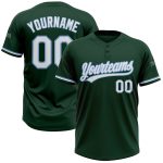 Custom Name and Number Unisex Softball Jersey - Personalized Green White Light Blue Two-Button Design Personalized Green
