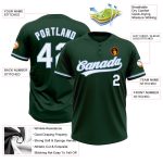 Custom Name and Number Unisex Softball Jersey - Personalized Green White Light Blue Two-Button Design Personalized Green