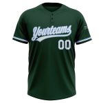 Custom Name and Number Unisex Softball Jersey - Personalized Green White Light Blue Two-Button Design Personalized Green