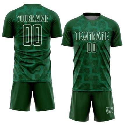 Personalized Soccer Jersey - Green White Lines Sublimation Uniform for Adults and Kids Personalized Green White Lines Sublimation