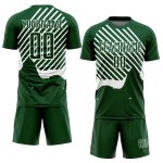 Custom Sublimation Soccer Jersey with Personalized Name and Number - Green White Lines Team Uniform Personalized Green White