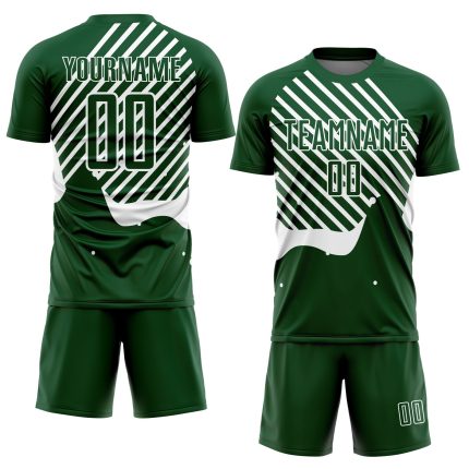 Custom Sublimation Soccer Jersey with Personalized Name and Number - Green White Lines Team Uniform Personalized Green White