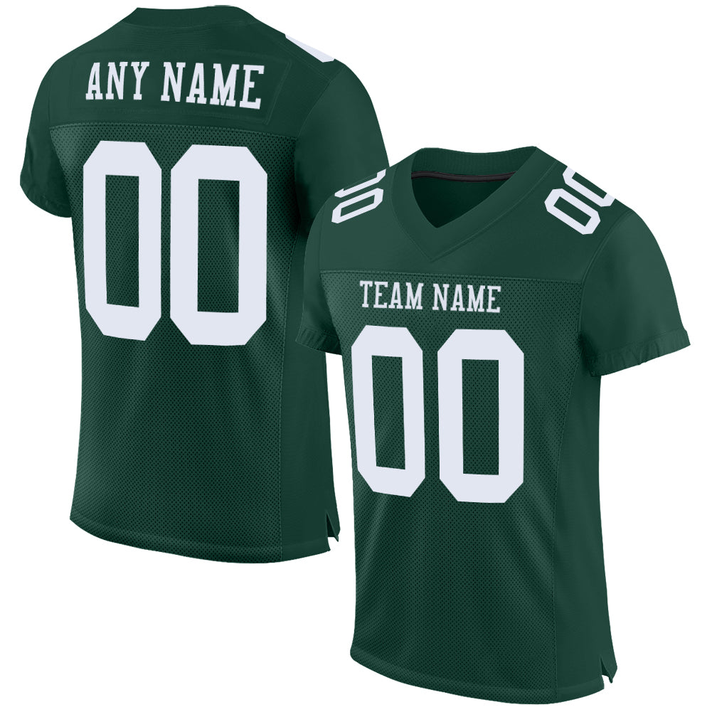 Custom Name and Number Football Jersey - Personalized Green and White Mesh Authentic Style Personalized Green White Mesh
