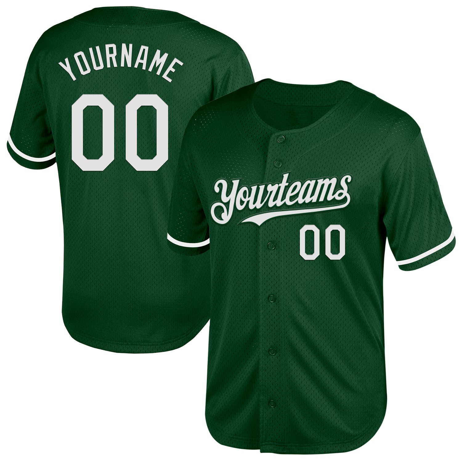 Custom Name Number Baseball Jersey - Authentic Green White Mesh Throwback Team Apparel Personalized Green White Mesh Authentic
