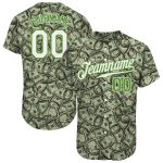 Custom Name & Number Baseball Jersey - 3D Pattern Green & White Neon Design, Authentic Team Apparel Personalized Green White-Neon