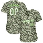 Custom Name & Number Baseball Jersey - 3D Pattern Green & White Neon Design, Authentic Team Apparel Personalized Green White-Neon