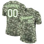 Custom Dollar Performance T-Shirt with Personalized Name & Number in Green White-Neon Green 3D Pattern Design Personalized