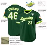 Customizable Authentic Throwback Baseball Jersey - Personalized Green and White Neon Green with Team Name and Number Personalized