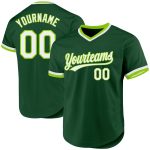 Customizable Authentic Throwback Baseball Jersey - Personalized Green and White Neon Green with Team Name and Number Personalized