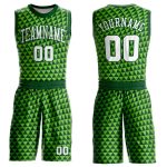 Custom Basketball Jersey with Name and Number - Personalized Green White Neon Green Triangle Shapes Round Neck Suit Personalized