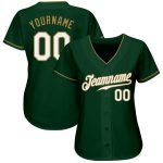 Custom Name and Number Personalized Baseball Jersey in Green, White, and Old Gold - Authentic Team Apparel Personalized Green