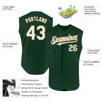 Custom Name and Number Personalized Baseball Jersey - Green, White, and Old Gold Sleeveless Authentic Style Personalized