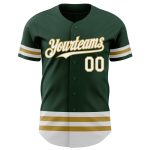 Custom Name and Number Authentic Baseball Jersey - Personalized Green White Old Gold Team Jersey Personalized Green White-Old