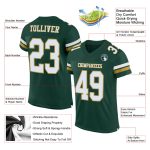 Custom Personalized Football Jersey - Green White Old Gold Mesh with Custom Name & Number Personalized Green White-Old Gold
