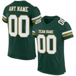 Custom Personalized Football Jersey - Green White Old Gold Mesh with Custom Name & Number Personalized Green White-Old Gold