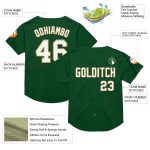 Personalized Green White Old Gold Authentic Throwback Baseball Jersey for Men Personalized Green White-Old Gold Mesh Authentic