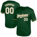 Custom Name and Number Personalized Green and White Old Gold Baseball Jersey | Authentic Throwback Mesh Design Personalized