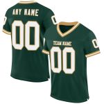 Personalized Authentic Throwback Football Jersey - Green White Old Gold Mesh Classic Style Personalized Green White-Old Gold