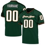 Custom Name and Number Personalized Green White Old Gold Football Jersey - Authentic Throwback Mesh Team Jersey Personalized